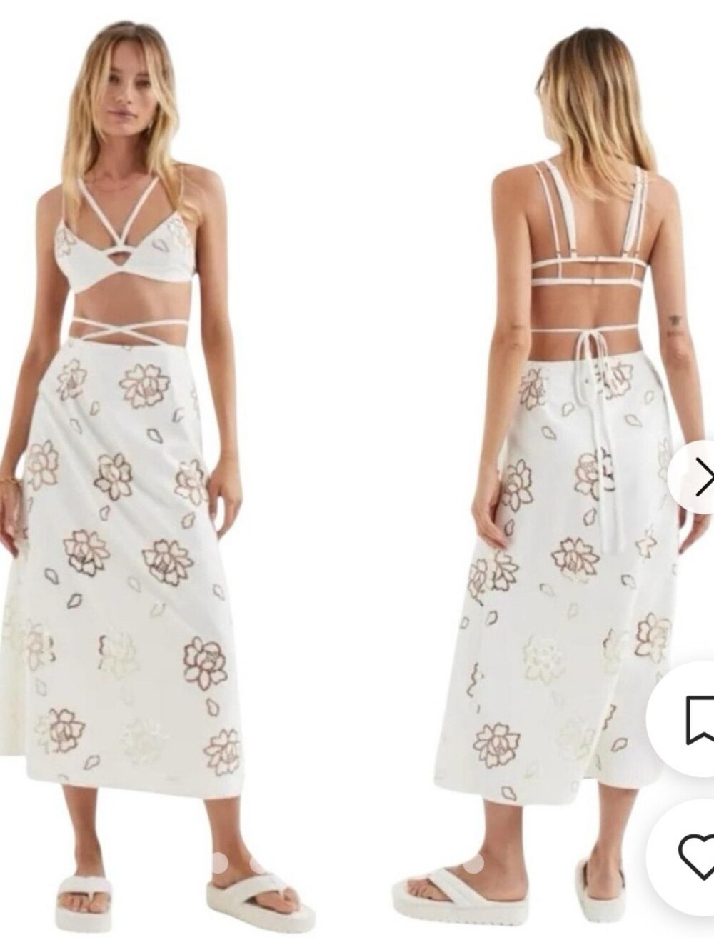 For Love & Lemons White Flora Midi Skirt